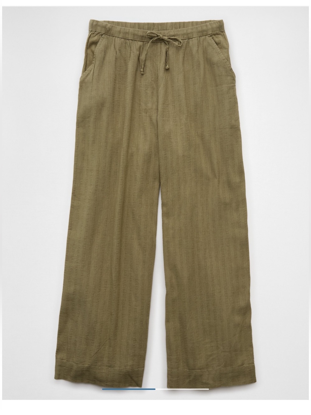 NWOT American Eagle Outfitters Olive green drawstring Wide Leg textured pants